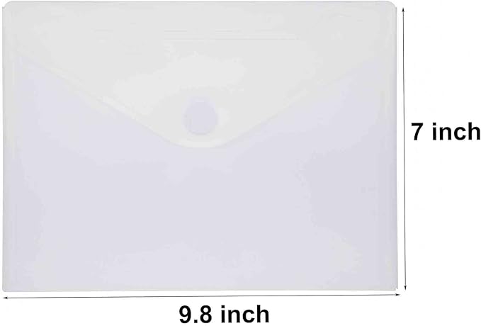 9x7 Clear Plastic Envelopes Hook Loop Closure Receipt Stickers Storage Holder 20 Pack