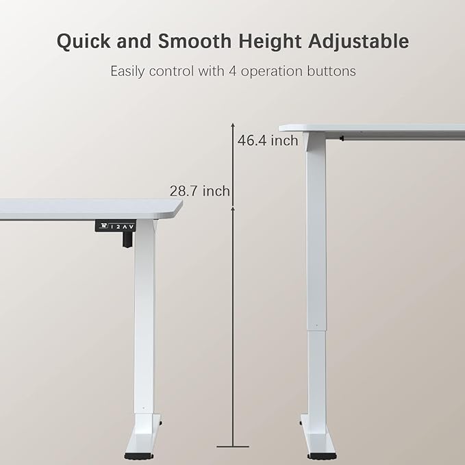 Furmax Electric Height Adjustable Standing Desk Large 40 x 24 Inches Sit Stand up Desk Home Office Computer Desk Memory Preset with T-Shaped Metal Bracket, White