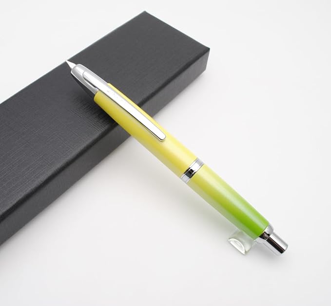 JINHAO 10 Press Fountain Pen, Retractable Metal Pen with Ink Converter (F Nib 0.5mm, Gradient Green)