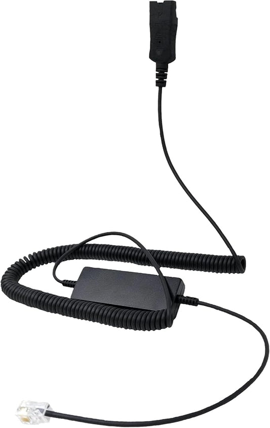 Global Teck Intelligent Cord (4ft) Compatible with Plantronics, AddaSound Headsets - QD to RJ9 with Quick Disconnect Headset Connector