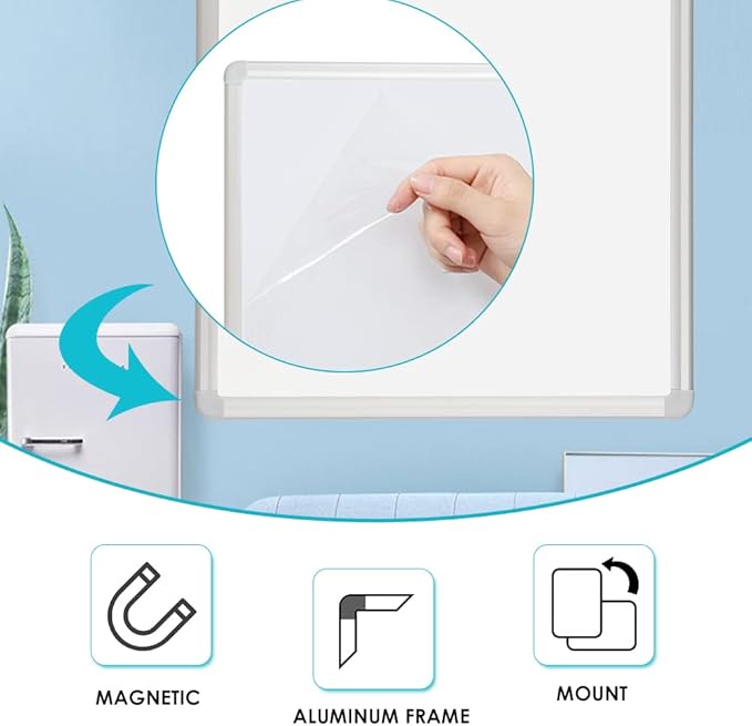 DEVELOP Magnetic Large Dry Erase Board 36 x 60 Inch, Large Wall Mounted Whiteboard with Aluminium Frame & Detachable Marker Tray 3' x 5', Magnetic White Board for Home School Office