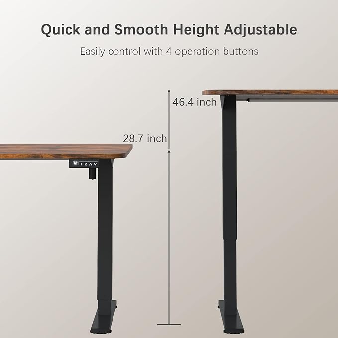 Furmax Electric Height Adjustable Standing Desk Large 40 x 24 Inches Sit Stand up Desk Home Office Computer Desk Memory Preset with T-Shaped Metal Bracke, Brown