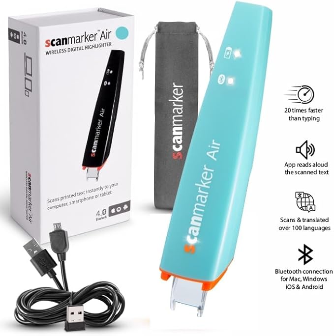 Scanmarker Air Pen Scanner & Translator Pen | Electronic Translation Pen & Smart Reading Pen for Dyslexia, Students & Professionals - Compatible with Mac, Windows, iOS & Android (Turquoise)