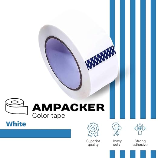Heavy Duty Packaging Color Tape for Shipping,Packing and Moving 2" Wide x 2.0 Mil Thick -110 Yrd Roll -Acrylic Adhesive Tape for Box Sealing. (36 Rolls, White, 2" Wide x 110 yds).