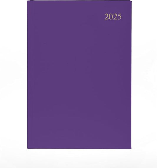 Collins Essential 2025 Business Diary - A4 Week to View Planner with Leathergrain Hardback Cover - Purple - ESSA43.55-25