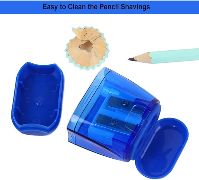 Colored Manual Pencil Sharpeners in Bulk, BOPART 24pcs Small Handheld Pencil Sharpener Dual Holes with Lid for Kids Adults at Classroom School Office Home