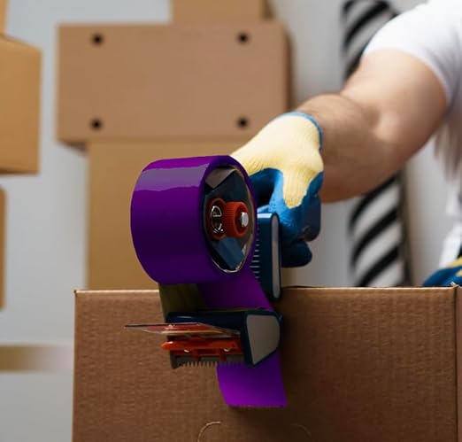 Heavy Duty Packaging Color Tape for Shipping,Packing and Moving 3" Wide x 2.0 Mil Thick -110 Yrd Roll -Acrylic Adhesive Tape for Box Sealing. (4 Rolls, Purple, 3" Wide x 110 yds)