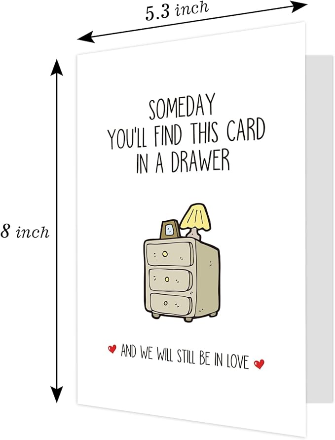 Ogeby Cute Valentine's Day & Anniversary Greeting Card for Couples, Unisex-Adults, Red, 8x5.3 inches, Modern Letter Print