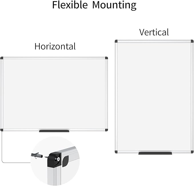 VIZ-PRO Magnetic Dry Erase Board, 24 X 18 Inches, Silver Aluminium Frame