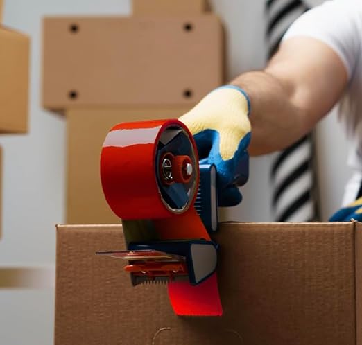 Heavy Duty Packaging Color Tape for Shipping,Packing and Moving 3" Wide x 2.0 Mil Thick -110 Yrd Roll -Acrylic Adhesive Tape for Box Sealing. (4 Rolls, Red, 3" Wide x 110 yds)