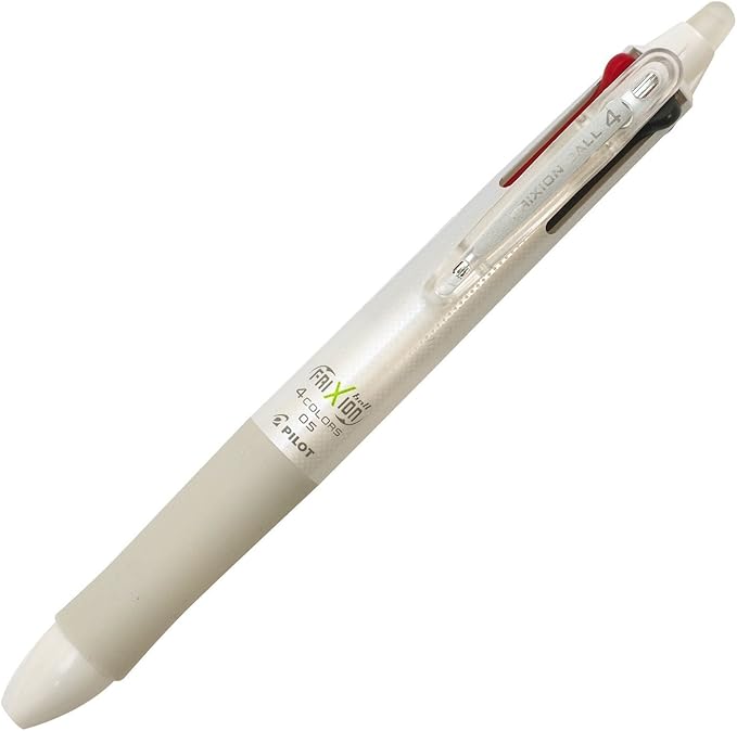 Pilot Frixion Ball 4, 4 Colors Gel Ink Multi Pen(Black, Red, Blue and Green), Black Body and White Body, LKFB-80EF-B/LKFB-80EF-W, 0.5mm