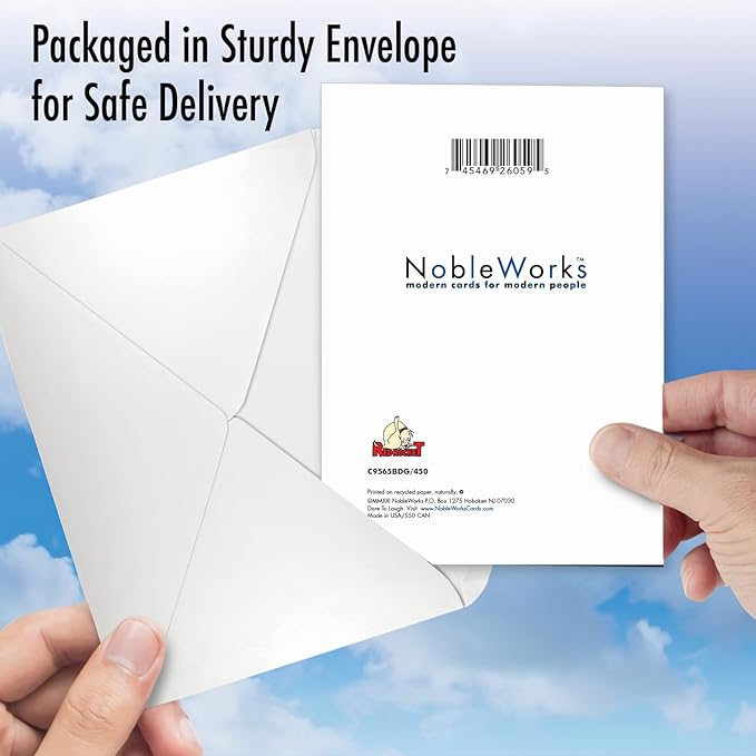 NobleWorks - Funny Happy Birthday Note Card with Envelope (4.63 x 6.75 Inch) - Bday Greeting Card for Women and Men - Congrats Bday Celebration Notecard - Age and Wisdom C9565BDG