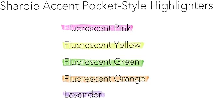 Sharpie Pocket Style Highlighters, Chisel Tip, Fluorescent Yellow, Box of 12