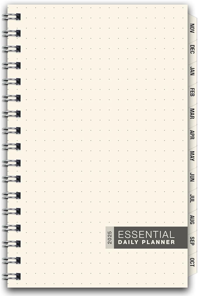 ESSENTIAL 2025 Monthly & Weekly Planner with Tabs, 5"x8": 14 Months (November 2024 - December 2025), Professional, Simple, Easy-to-Use Design and Frosted Poly Cover for Extra Protection (Frosted)