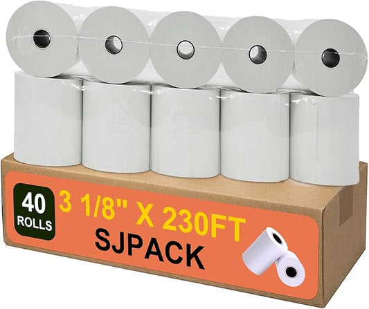 40 Rolls Thermal Paper 3 1/8 x 230ft Pos Receipt Paper, Cash Register Roll TM-T88 T-20 T-90 SRP-350 370