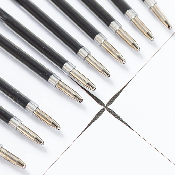 20 Pieces Ballpoint Pen Refills Black Ink 1.0mm Medium Point Smooth Writing Pen Refills Replacement Gel Ink Refills for Retractable Ballpoint Pen School Office Supplies