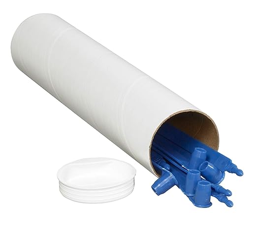 BOX USA BP2024W Mailing Tubes with Caps, 2" x 24", White (Pack of 50)