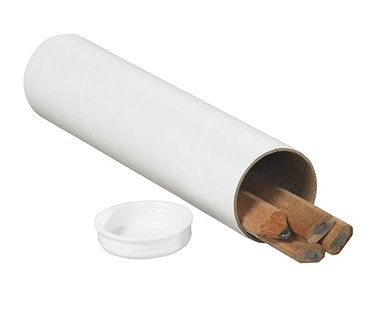 BOX USA BP1509W Mailing Tubes with Caps, 1-1/2" x 9", White (Pack of 50)