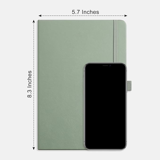 RETTACY Blank Journal Notebook, A5 Blank Journal with 192 Pages, 5.7'' × 8.3'' Medium Size, 68 LB/100 GSM Thick Paper, Leather Hardcover, for Sketching, Drawing, Painting (Sage Green)