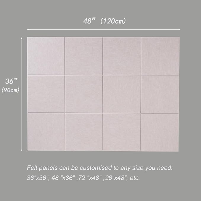 LAJAR Large Felt Wall Tiles, 12 Pack Cork Board Alternative with Removable Adhesive Tabs, Bulletin Pin Boards for Office, School and Home (Light Camel)