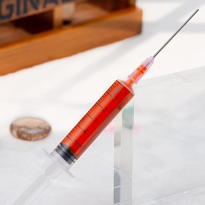 6PCS 5ML/CC Ink Filling Plastic Syringe Set with Bluent Stainless Needle Tip for Fountain Pen, Printer