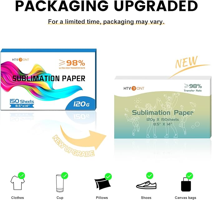 HTVRONT Sublimation Paper 8.5x14 inches - 150 Sheets Sublimation Paper Compatible with Inkjet Printer 120gsm…