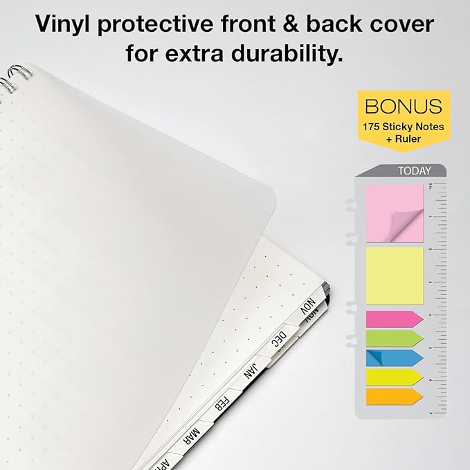 ESSENTIAL 2025 Monthly & Weekly Planner with Tabs, 8.5"x11": 14 Months (November 2024 - December 2025), Professional, Simple, Easy-to-Use Design and Frosted Poly Cover for Extra Protection (Frosted)