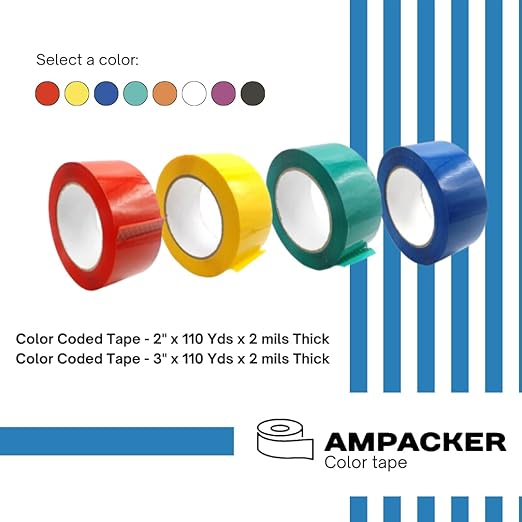 Heavy Duty Packaging Color Tape for Shipping,Packing and Moving 3" Wide x 2.0 Mil Thick -110 Yrd Roll -Acrylic Adhesive Tape for Box Sealing. (1 Roll, White, 3" Wide x 110 yds)