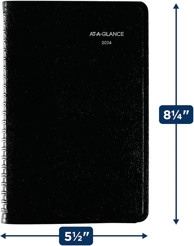 AT-A-GLANCE 2024 Weekly Appointment Book & Planner, DayMinder, 5" x 8", Small, Spiral Bound, Black (G2000024)