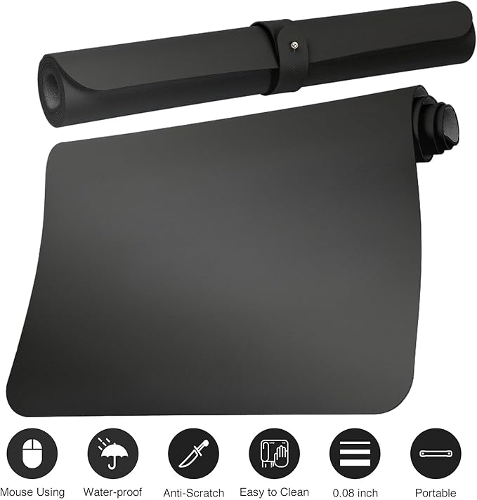 ‎Boutilon Leather Desk Pad 35"x 17" Non-Slip Mouse Pad,Office Desk Mat,Waterprooft PU Leather Desk Blotter,Desk Pad Protector,Desk Writing Pad for Home Office Decor (L-Black,35"x 17")