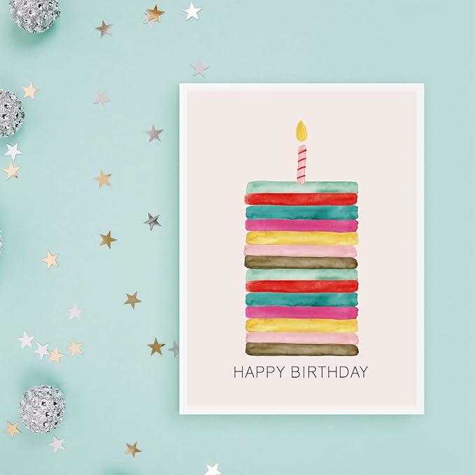 Sweetzer & Orange Watercolor Bulk Birthday Cards Assortment – 24pc Bulk Happy Day sheets with Envelopes Box Set – Assorted Blank Birthday decor Cards for Women, Men, and Kids in a Boxed Pack