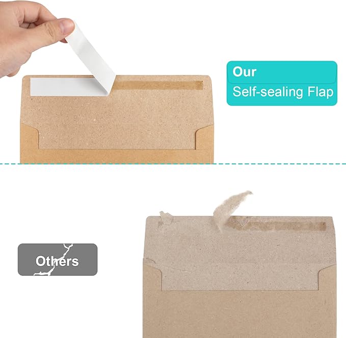 65 Packs A4 Invitation Envelopes, Brown Kraft Envelopes, 4x6 Photo Envelopes for Invitations, Envelopes Self Seal for Weddings, Baby Shower, Photos, Postcards, Greeting Cards, Mailing