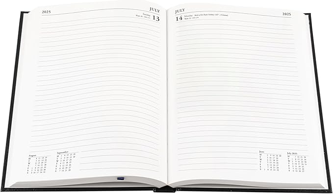Collins Essential 2025 Business Diary - A5 Day to a Page Planner with Leathergrain Hardback Cover - Black - ESSA51.99-25