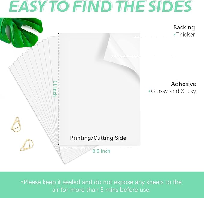 HTVRONT Printable Vinyl for Inkjet Printer - 10 Sheets 100 g Matte White Printable Vinyl Sticker Paper Vivid Color Dries Quickly, 8.5"x11" Tear Resistant Printable Vinyl