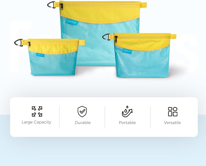 pack all Water-resistant Material Zipper Pouch, Mesh Zipper Bag for Storage, Travel, Office (Medium, Blue)
