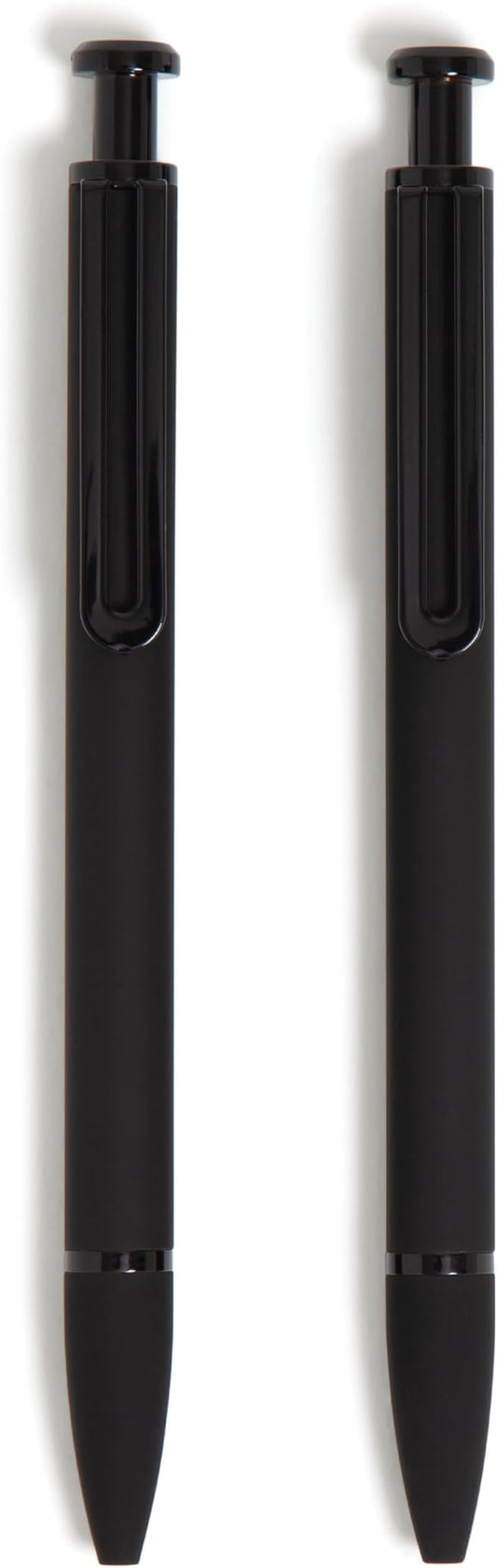 U Brands Midnight Monterey Ballpoint Pens, Set of 2, Black Soft Touch, Painted Black Details, Bold (1.0 mm) Point, Black Ink