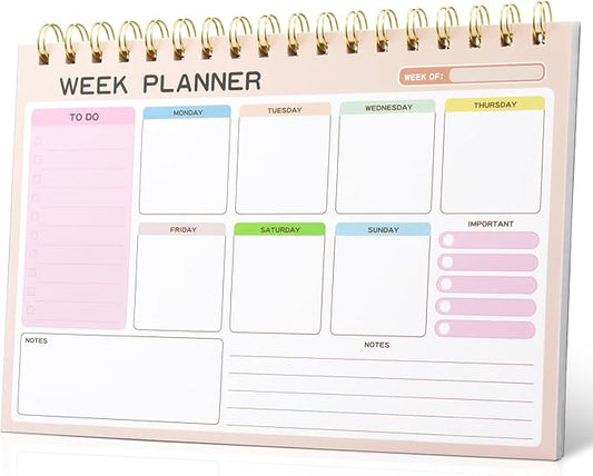 Weekly To Do List Notepad with 52 Undated Tear Off Sheets（6.5"×9.5"), Desk Notepad with Multiple Sections, Planning Notepad Calendars for Student Office and Homes