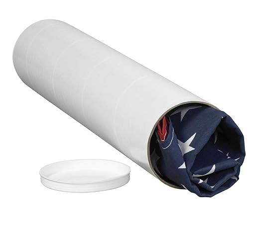 BOX USA BP4012W Mailing Tubes with Caps, 4" x 12", White (Pack of 15)