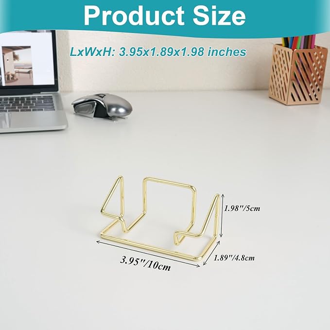 Gold Business Card Holder, Business Card Holder Display Stand for Desk, Modern Business Card Organizer for Women, 2 Pack