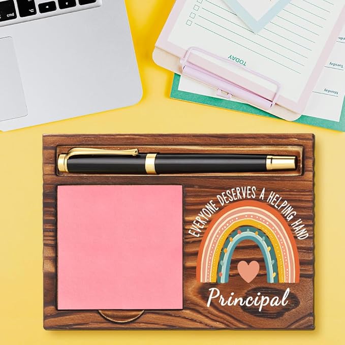 Principal Sticky Note Holder, Principal Appreciation Gifts, Thank You Gifts for Principal, Principal Christmas Gifts, Principal Office Decor Self-Stick Note Pad Holders YB371