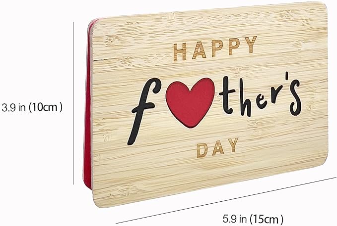 Happy Fathers Day Gift Cards,Handmade Bamboo Greeting Cards,Wooden Thankyou Card,Father's day Card for Dad