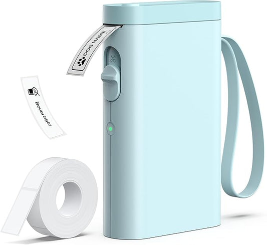 P21 Label Maker Machine with Tape, Bluetooth Label Printer Thermal Mini Label Makers with Built-in Cutter and Multiple Templates, Portable Printers for School, Office, Home Use (Blue)