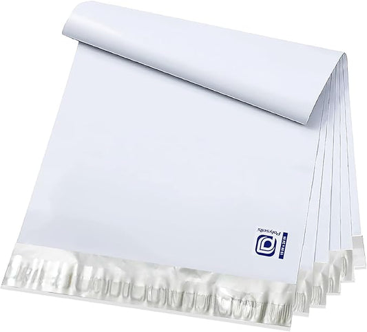 POLYSELLS 400 pcs 19x24 Inches White x Silver Poly Mailers Shipping Envelopes, Strong Adhesive Sealing, Waterproof, and Tear-resistant Postal Mailing Bags for Clothing, Books, and Accessories