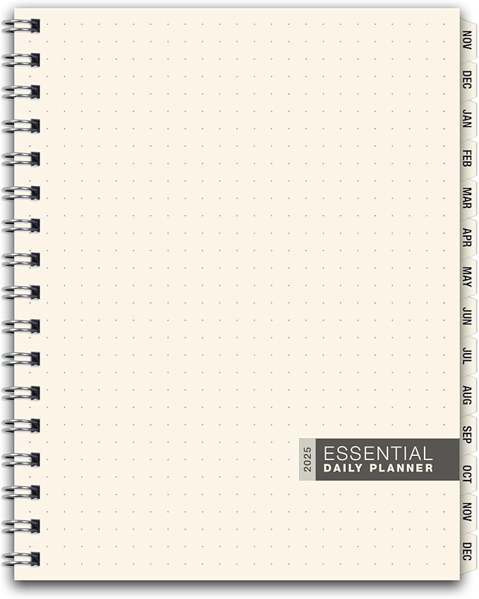 ESSENTIAL 2025 Monthly & Weekly Planner with Tabs, 7"x9": 14 Months (November 2024 - December 2025), Professional, Simple, Easy-to-Use Design and Frosted Poly Cover for Extra Protection (Frosted)