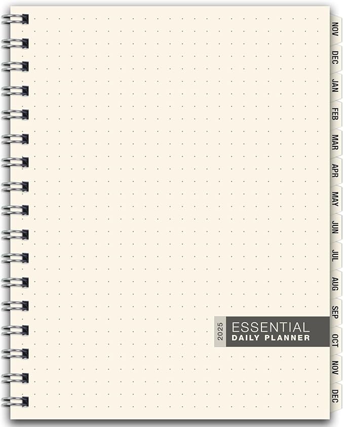 ESSENTIAL 2025 Monthly & Weekly Planner with Tabs, 8.5"x11": 14 Months (November 2024 - December 2025), Professional, Simple, Easy-to-Use Design and Frosted Poly Cover for Extra Protection (Frosted)