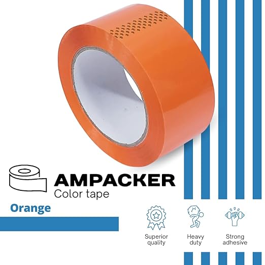 Heavy Duty Packaging Color Tape for Shipping,Packing and Moving 2" Wide x 2.0 Mil Thick -110 Yrd Roll -Acrylic Adhesive Tape for Box Sealing. (36 Rolls, Orange, 2" Wide x 110 yds)