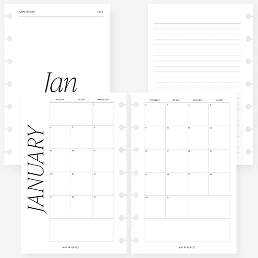 Mini Happy Planner 2025 Month on Two Pages Monthly Planner Insert Agenda Refill for 7-Discs Notebook 4.6 x 7 (Monthly Classic (Monday start) (Separable Months))