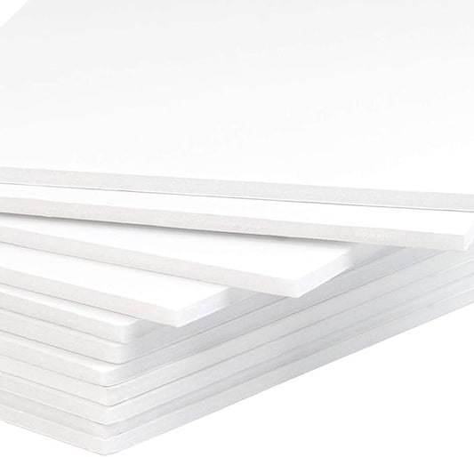 Mat Board Center, Pack of 10 Acid-Free Foam Boards, 20x24 inch White Foam Boards, 1/8" Thick