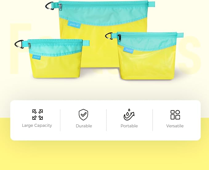 pack all Water-resistant Material Zipper Pouch, Mesh Zipper Bag for Storage, Travel, Office (Medium, Yellow)