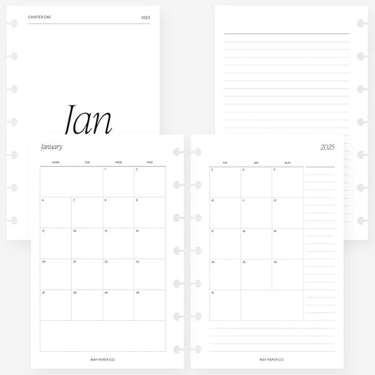 Mini Happy Planner 2025 Month on Two Pages Monthly Planner Insert Agenda Refill for 7-Discs Notebook 4.6 x 7 (Monthly with Notes (Monday start) (Separable Months))